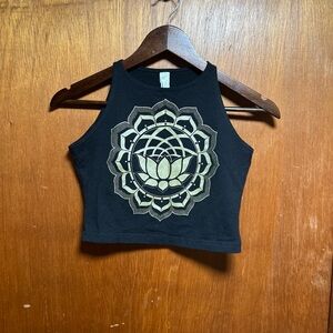 American Apparel Black Graphic Crop Tank Top. Size L.